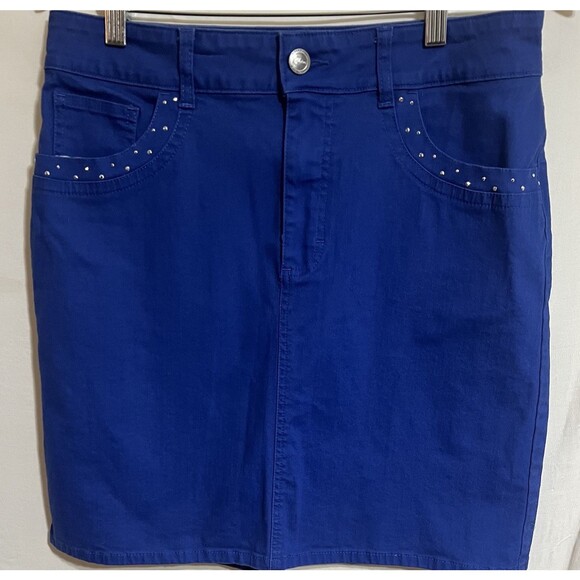 Riders by Lee 12M Flat Front Denim Long Skirt Pencil Bling Country Rhinestone  K - Picture 1 of 7